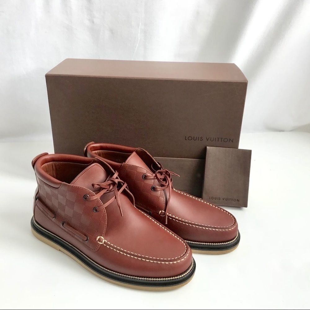 Louis Vuitton Damier Leather Chukka Boots Brown LV Ankle Shoes US 7.5